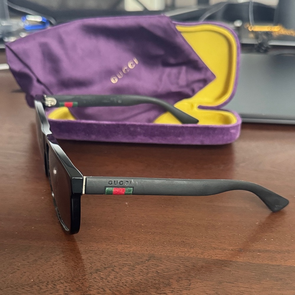 Gucci Black Sunglasses with Purple and Yellow Case